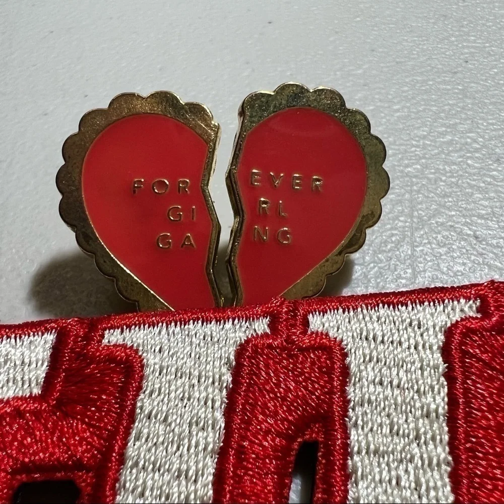 (Lot of 8) Enamel Pins and Patches (4 pins) (4 patches) Party Girl Heart Fun